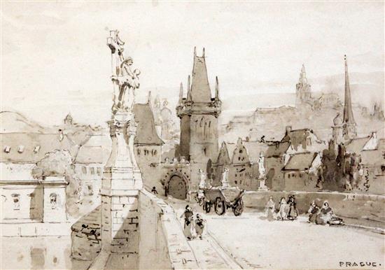 Sir Ernest George (1839-1922) View of Prague 6 x 8.5in.